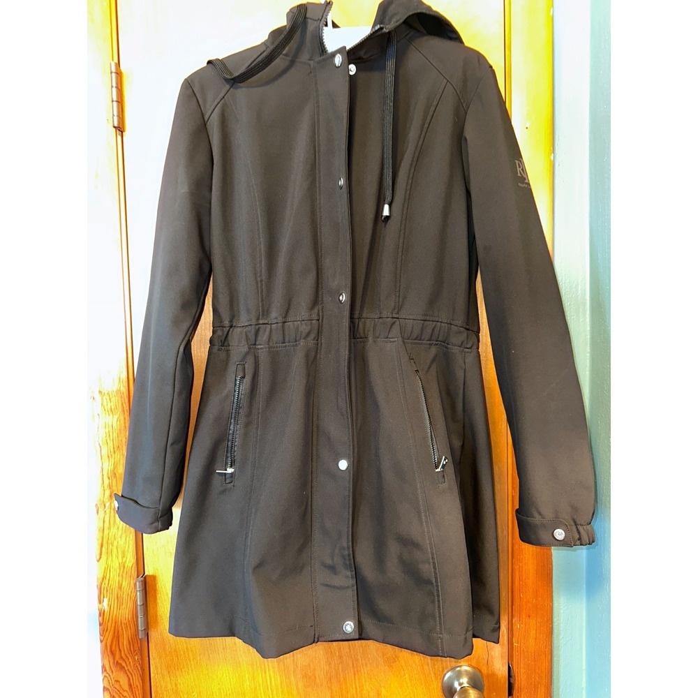 LRL Ralph Lauren Womens Long Black Softshell Hooded Coat‎ Small